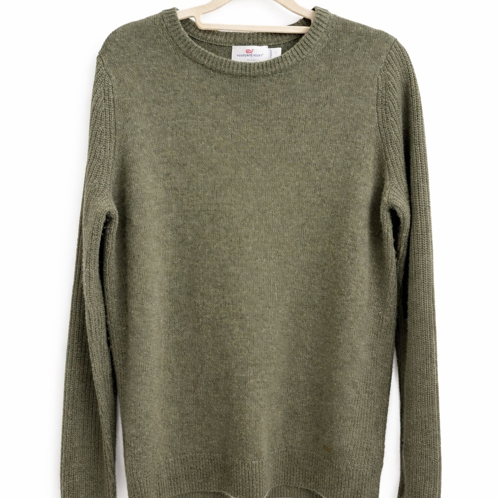 🐳 Vineyard Vines Olive Green Cashmere Blend Sweater – Women’s Large